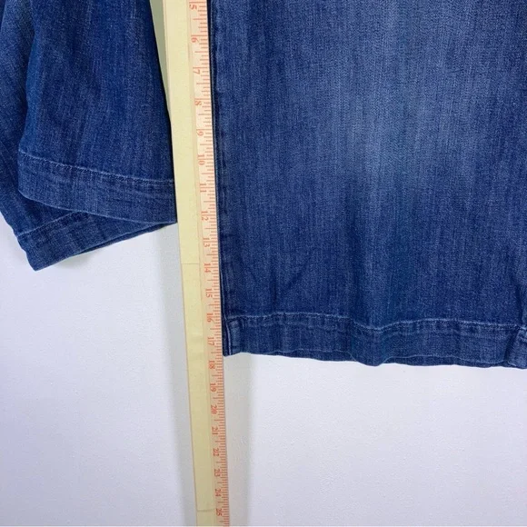 Pilcro Anthropologie Wide Leg Crop Culotte Jeans Sz 27 Denim High Rise Pockets - Picture 10 of 16